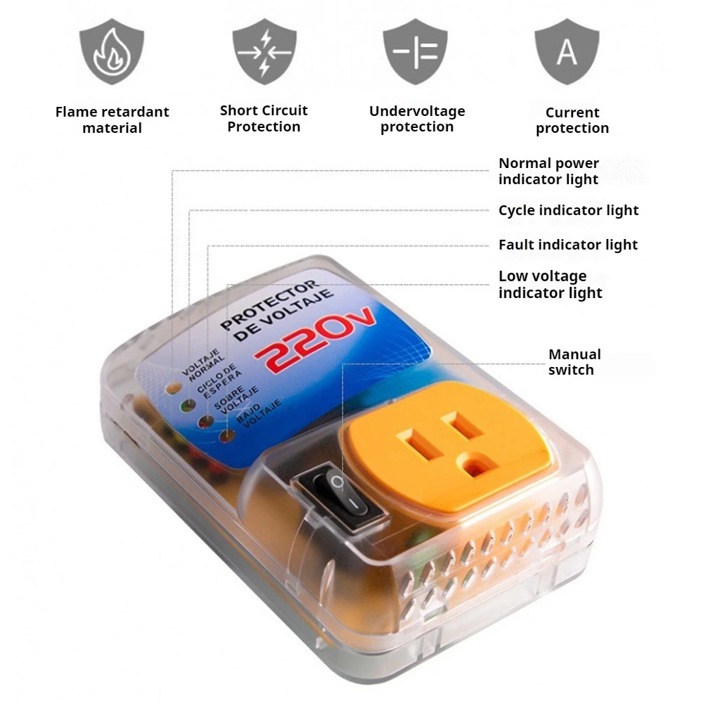 Voltage Protector 220V 20A 2400W Single Outlet Surge Protector Multi Function Plug Overvoltage and Undervoltage Protector Plug
Voltage Protector 220V 20A 2400W Single Outlet Surge Protector Multi Function Plug Overvoltage and Undervoltage Protector Plug