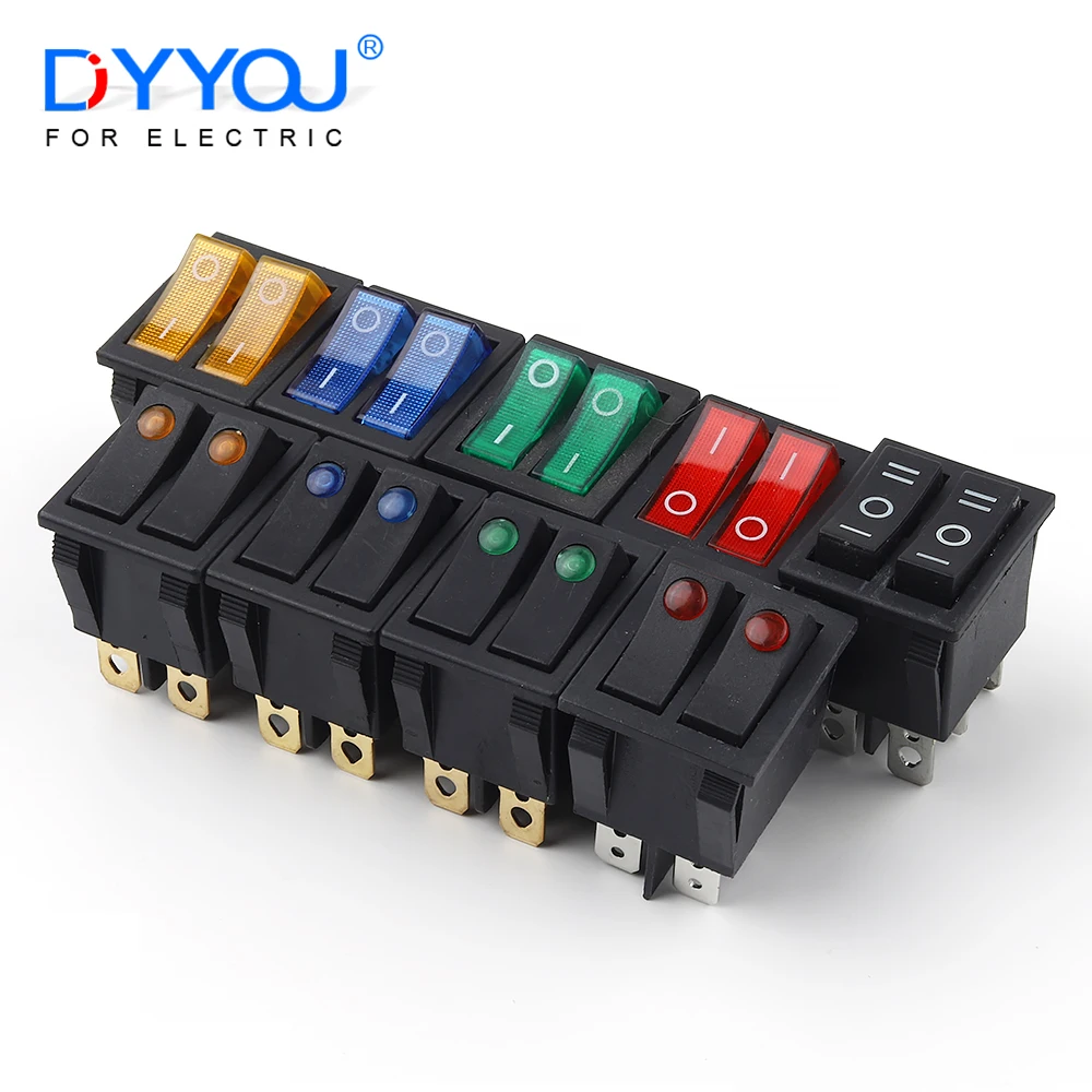 5PCS 31x25mm 6Pin 2/3Position KCD4 Double Light Push Button Rocker Switch ON-OFF/ON-OFF-ON 16A/250V 20A/125V Boat Power Switches
5PCS 31x25mm 6Pin 2/3Position KCD4 Double Light Push Button Rocker Switch ON-OFF/ON-OFF-ON 16A/250V 20A/125V Boat Power Switches