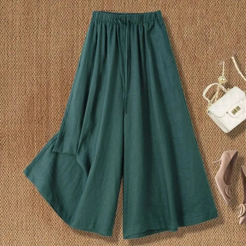 Casual Linen Blend Elastic Waist Drawstring Wide Leg Pants Plus Size Loose Straight Trousers
Casual Linen Blend Elastic Waist Drawstring Wide Leg Pants Plus Size Loose Straight Trousers