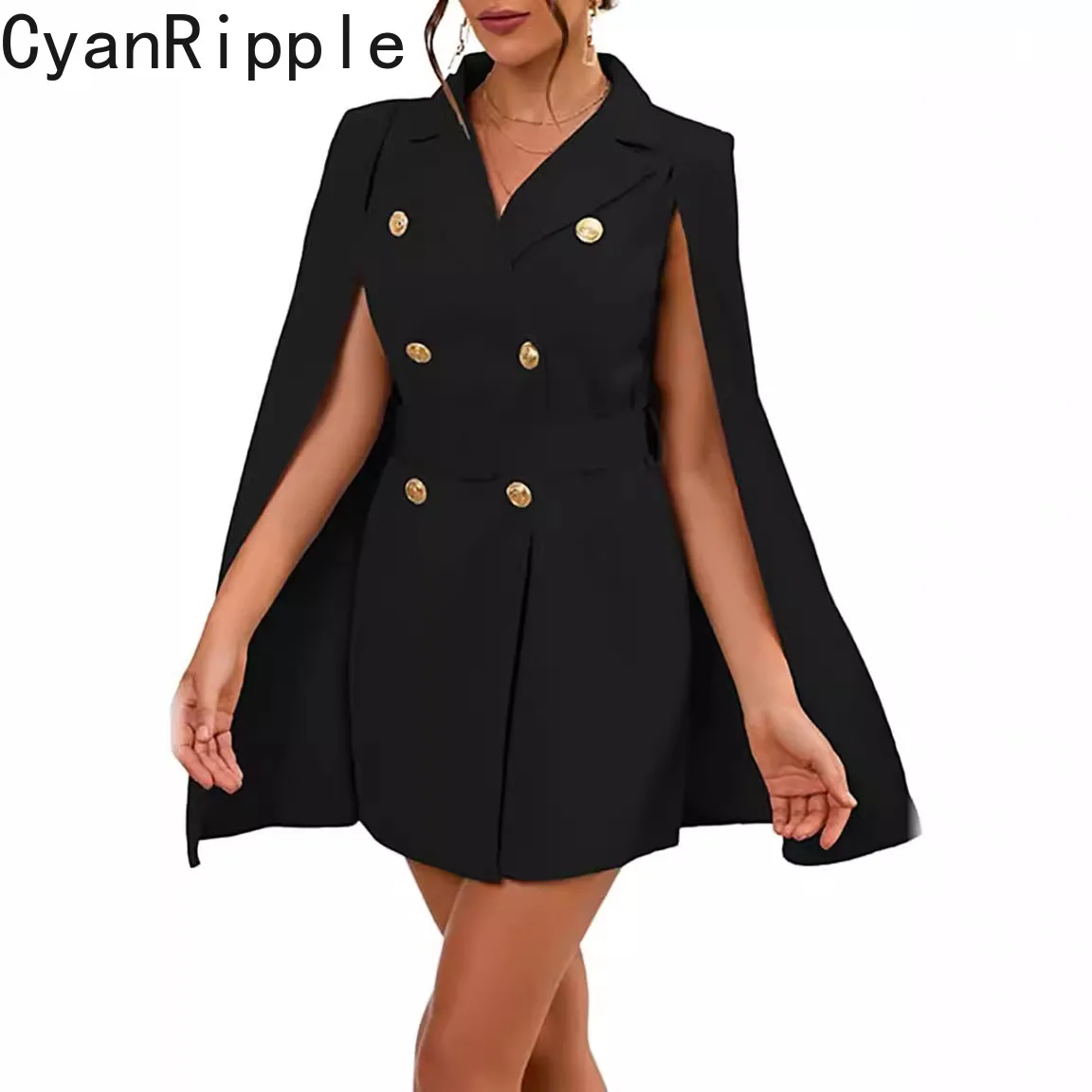 2026 New Spring Autumn Elegant Cloak Coat Solid Color Double-breasted Slimming Suit Jacket Mid-long Female Black Blazers Coats
2026 New Spring Autumn Elegant Cloak Coat Solid Color Double-breasted Slimming Suit Jacket Mid-long Female Black Blazers Coats