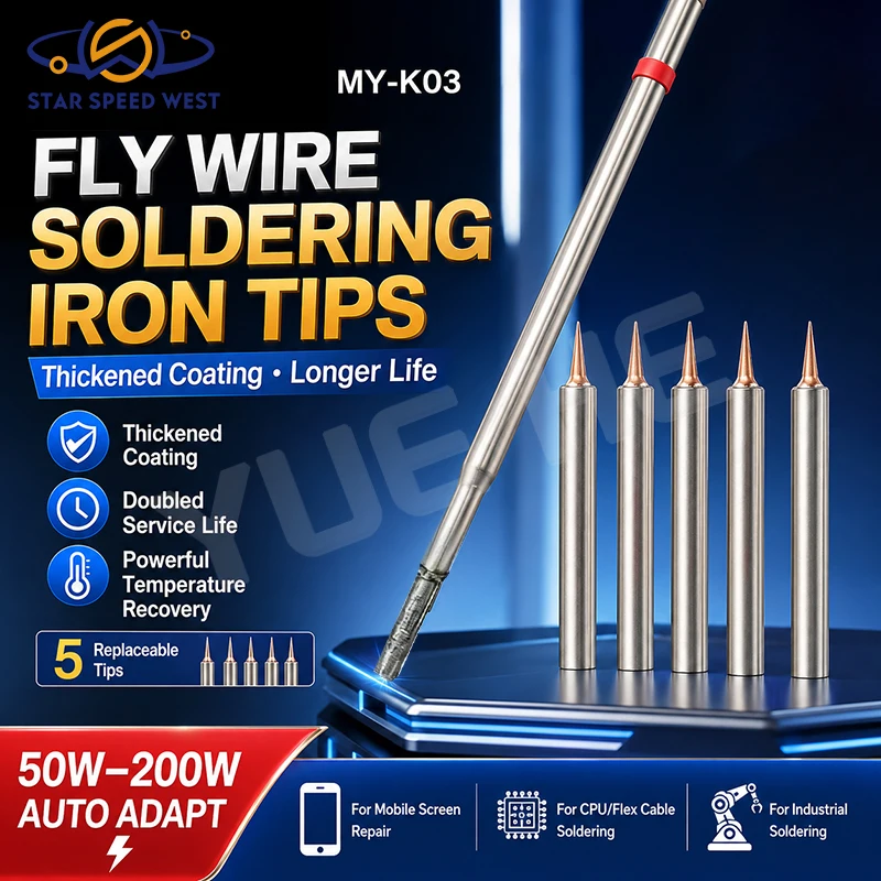 MR.YANG MY-K03 5 In 1 Replaceable Soldering Iron Tip Set For CPU Flex Cable Flying Lead Repair Hand Tools Set
MR.YANG MY-K03 5 In 1 Replaceable Soldering Iron Tip Set For CPU Flex Cable Flying Lead Repair Hand Tools Set