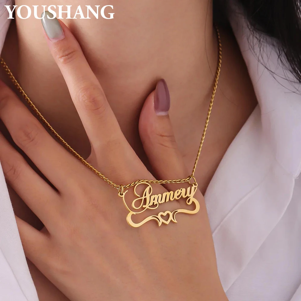 YOUSHANG Personalized Stainless Steel Name Necklace for Women Heart Pendant Customized Jewelry Romantic Festive Gift
YOUSHANG Personalized Stainless Steel Name Necklace for Women Heart Pendant Customized Jewelry Romantic Festive Gift