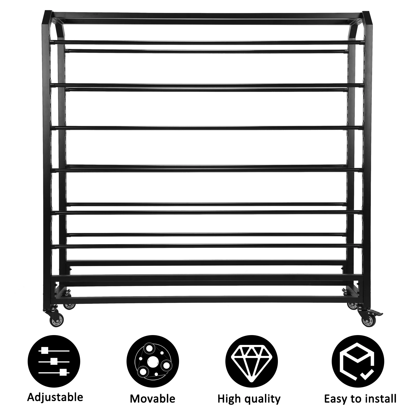 Двусторонняя металлическая стойка для демонстрации текстиля с 12 регулируемыми стержнями, напольная металлическая полка для хранения принадлежностей для рукоделия и шитья
Двусторонняя металлическая стойка для демонстрации текстиля с 12 регулируемыми стержнями, напольная металлическая полка для хранения принадлежностей для рукоделия и шитья