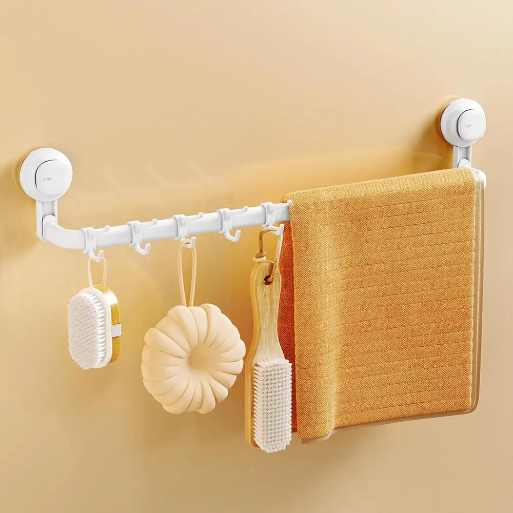 24-Inch Wall-Mounted Suction Cup Towel Bar with 5 Hooks - Adjustable, No Drill Needed for Bathroom, Kitchen, Shower
24-Inch Wall-Mounted Suction Cup Towel Bar with 5 Hooks - Adjustable, No Drill Needed for Bathroom, Kitchen, Shower