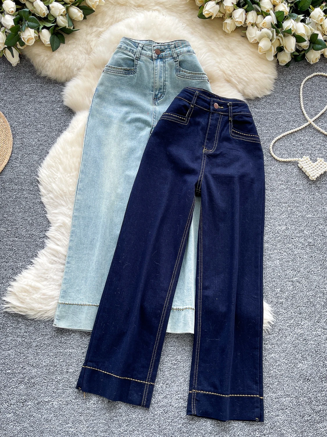 High Waist Slim Fit Casual Jeans Women's Summer Faion Straight Leg Versatile High Waist Slimming Jeans Street Sle Hot Girl
High Waist Slim Fit Casual Jeans Women's Summer Faion Straight Leg Versatile High Waist Slimming Jeans Street Sle Hot Girl