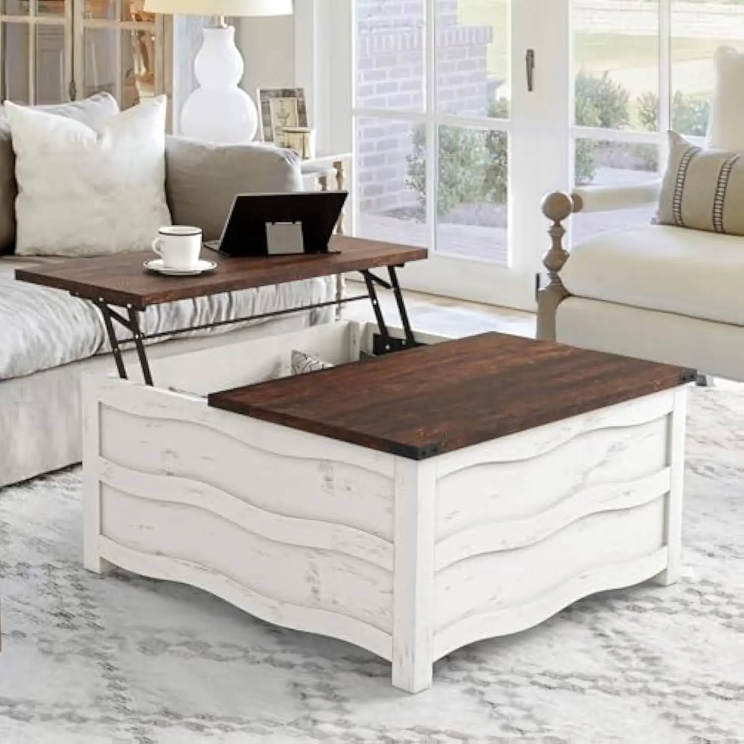 35.6 Lift Top Coffee Table with Storage, Farmhouse Coffee Table for Living Room with Large Hidden Storage Compartment, Wood Squ
35.6 Lift Top Coffee Table with Storage, Farmhouse Coffee Table for Living Room with Large Hidden Storage Compartment, Wood Squ
