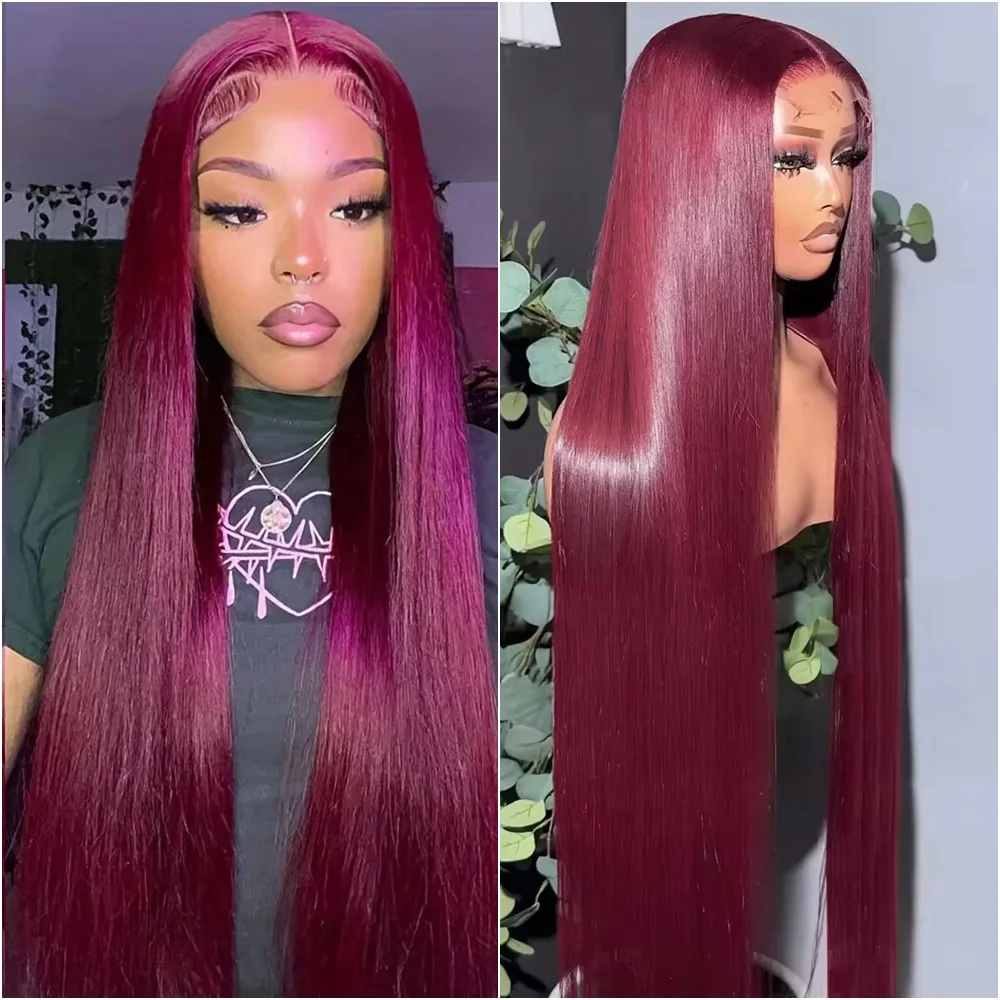 200 Density 99j Burgundy Bone Straight Lace Front Human Hair Wig 13x4 13x6 HD Transparent Lace Frontal Wigs For Women Preplucked
200 Density 99j Burgundy Bone Straight Lace Front Human Hair Wig 13x4 13x6 HD Transparent Lace Frontal Wigs For Women Preplucked