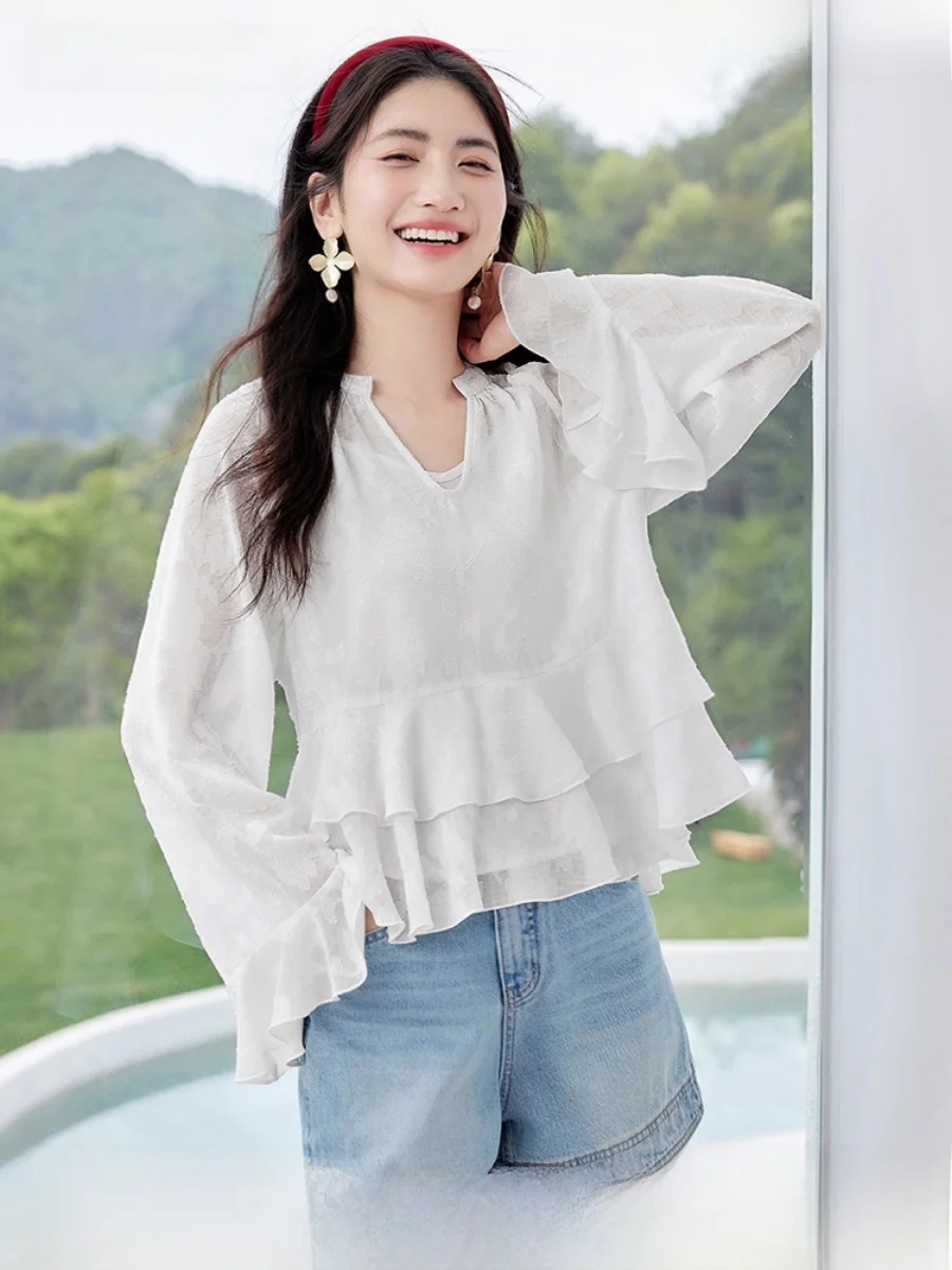 L﹒WEST V-ne Slimming Top Women's Faion Design Spring Summer New Sle Le Detailing Cover Belly Straight Cut irt
L﹒WEST V-ne Slimming Top Women's Faion Design Spring Summer New Sle Le Detailing Cover Belly Straight Cut irt