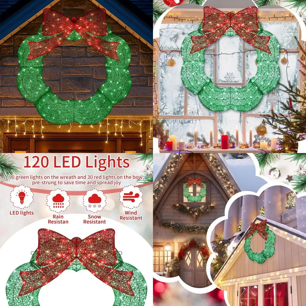 36 Metal Christmas Wreath with LED Lights - Red & Green for Outdoor Home, Garden, Yard, Door, Garage Holidays
36 Metal Christmas Wreath with LED Lights - Red & Green for Outdoor Home, Garden, Yard, Door, Garage Holidays