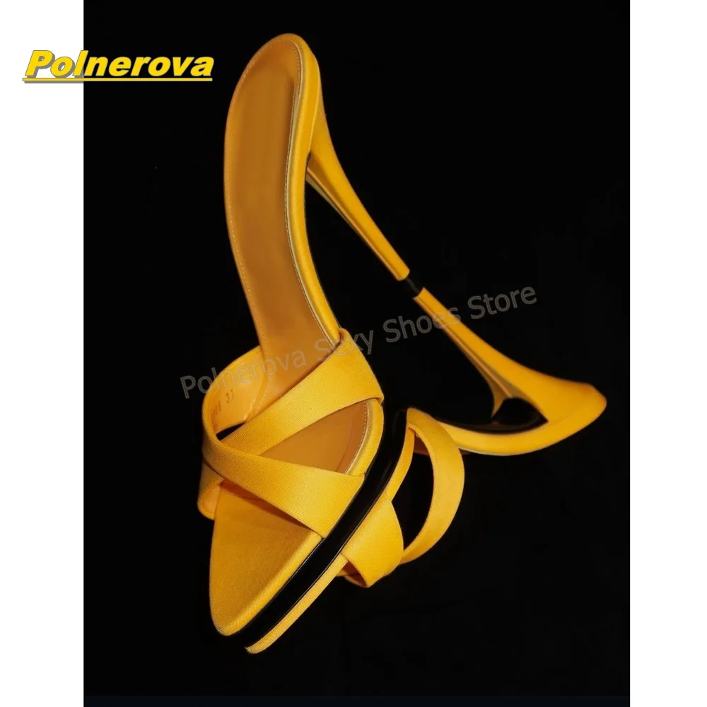 Women Yellow Cross Strap Mule Heels Pointed Open Toe Slip On Thin Stiletto Slide Sandals Summer Vacation Beach Slipper 2026 New
Women Yellow Cross Strap Mule Heels Pointed Open Toe Slip On Thin Stiletto Slide Sandals Summer Vacation Beach Slipper 2026 New