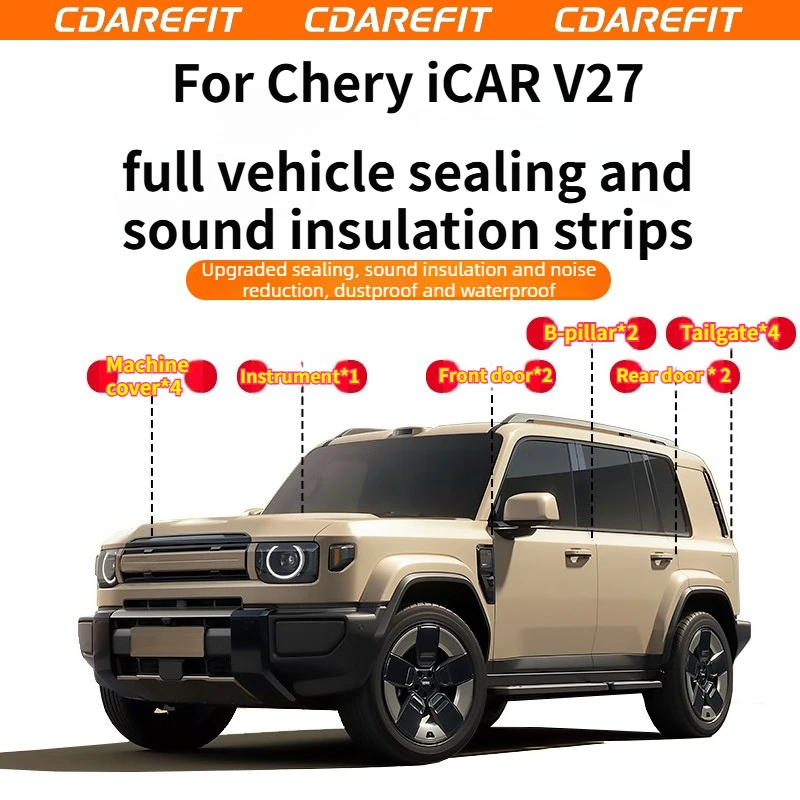 For Chery iCAR V27 2026 Full Car Sound Insulation Seal Strip Noise Reduction Dustproof Waterproof Rubber Strip Refit Accessories
For Chery iCAR V27 2026 Full Car Sound Insulation Seal Strip Noise Reduction Dustproof Waterproof Rubber Strip Refit Accessories