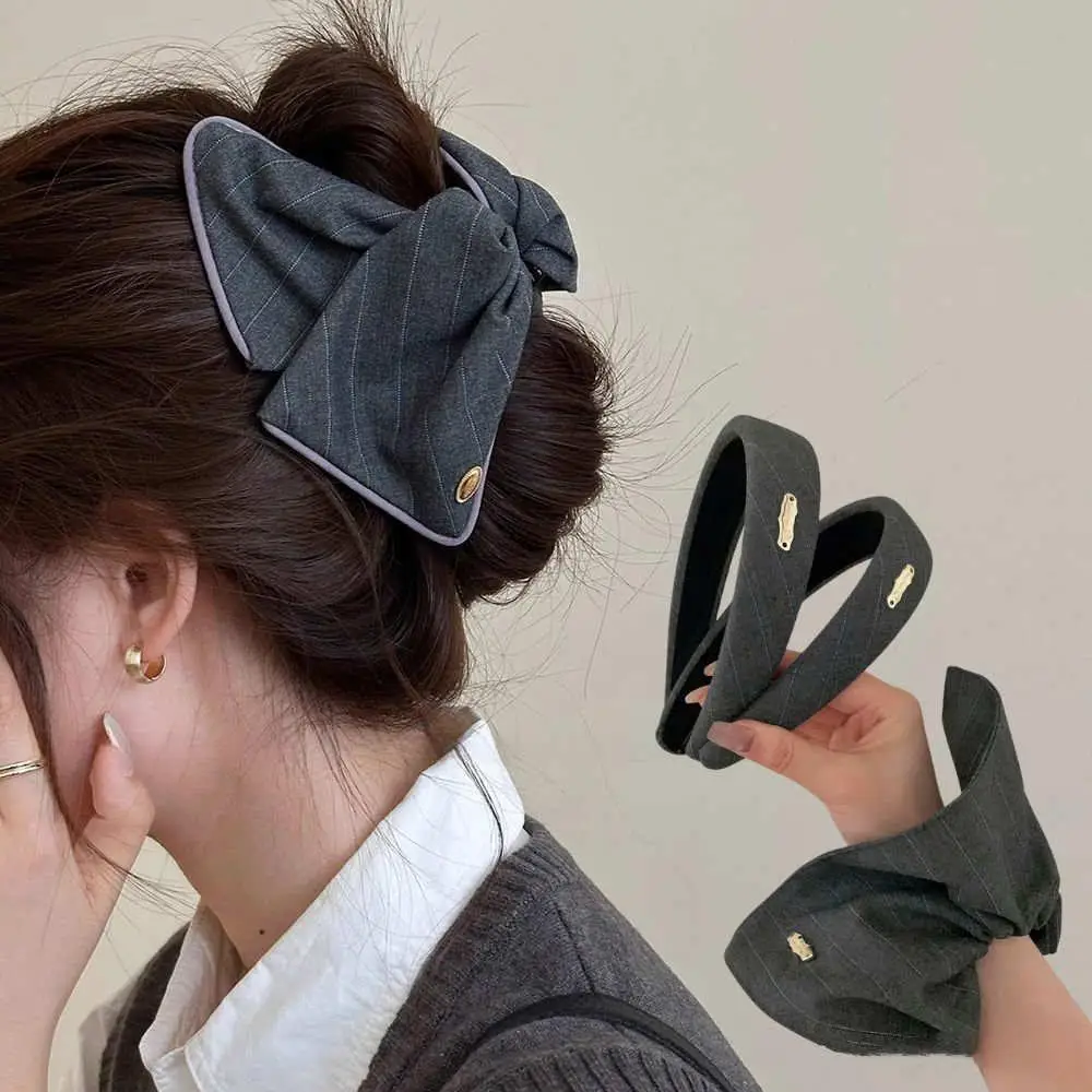 Ретро серые полосатые тканевые аксессуары для волос, корейский большой квадратный шарф, повязка на голову, модный коготь для волос, элегантная губка, толстая повязка для волос 
Ретро серые полосатые тканевые аксессуары для волос, корейский большой квадратный шарф, повязка на голову, модный коготь для волос, элегантная губка, толстая повязка для волос