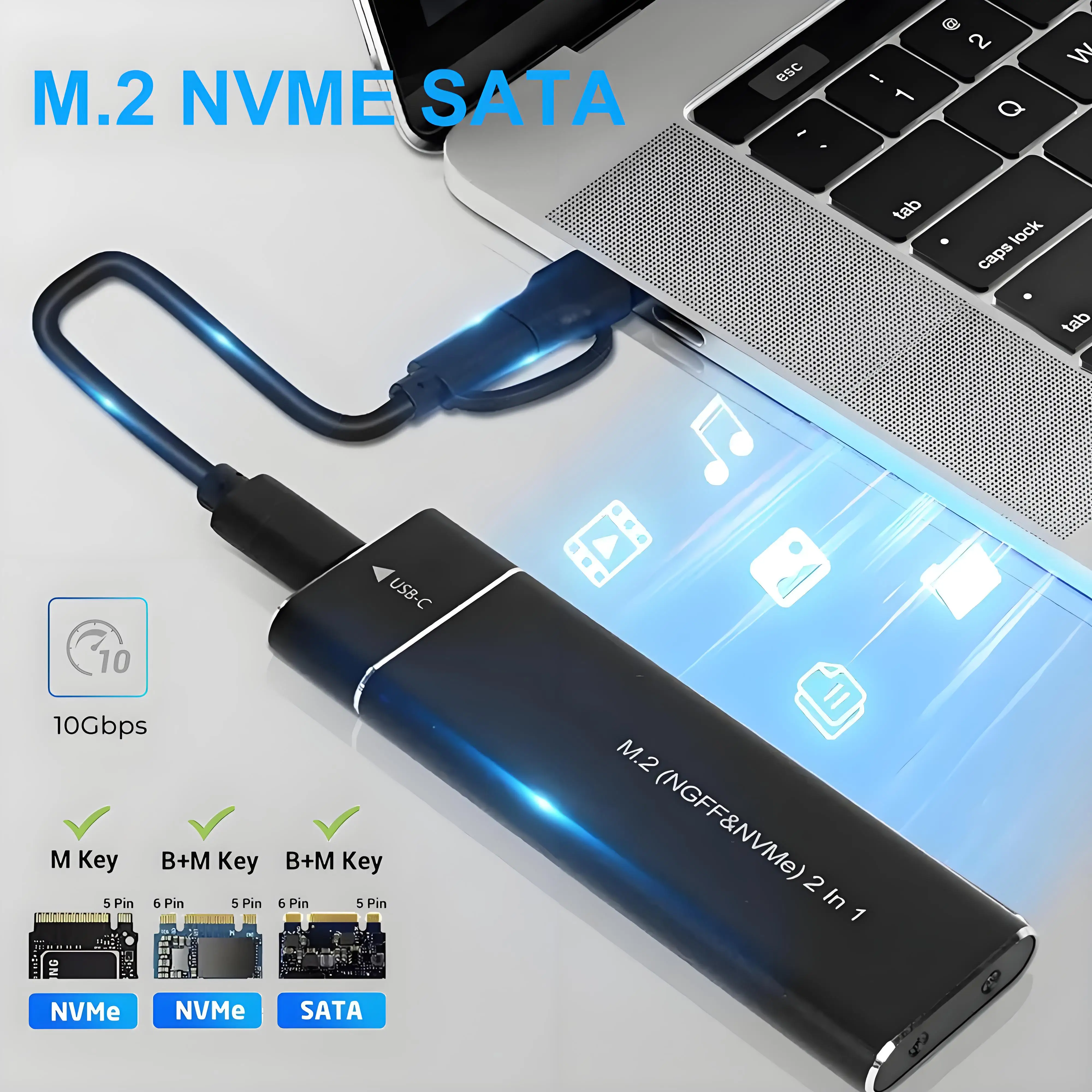 Корпус M2 SSD с двумя протоколами Адаптер корпуса M.2 NVMe SATA SSD 10 Гбит/с Внешний корпус USB 3.1 типа C поддерживает клавиши M и B&M
Корпус M2 SSD с двумя протоколами Адаптер корпуса M.2 NVMe SATA SSD 10 Гбит/с Внешний корпус USB 3.1 типа C поддерживает клавиши M и B&M