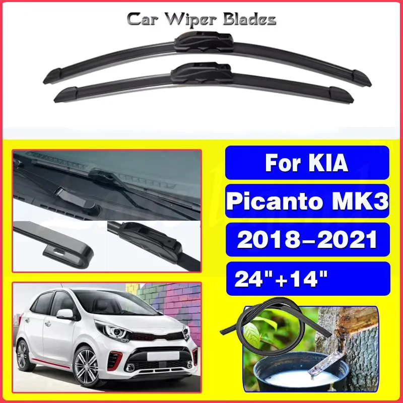 For Kia Picanto MK3 2018-2021 Front Wiper Blades Brushes Cutter Accessories J Hook 2018 2019 2020 2021 24"+14"
For Kia Picanto MK3 2018-2021 Front Wiper Blades Brushes Cutter Accessories J Hook 2018 2019 2020 2021 24"+14"