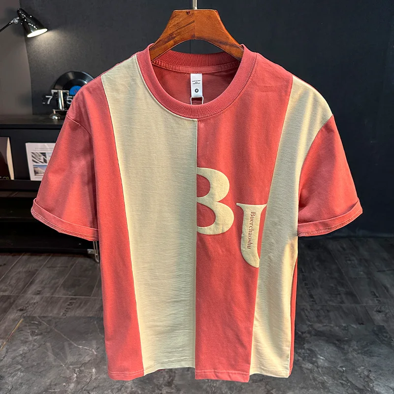 2025 American casual color blocked splicing short sleeved T-shirt for men, loose and fashionable printed summer men's clothing
2025 American casual color blocked splicing short sleeved T-shirt for men, loose and fashionable printed summer men's clothing