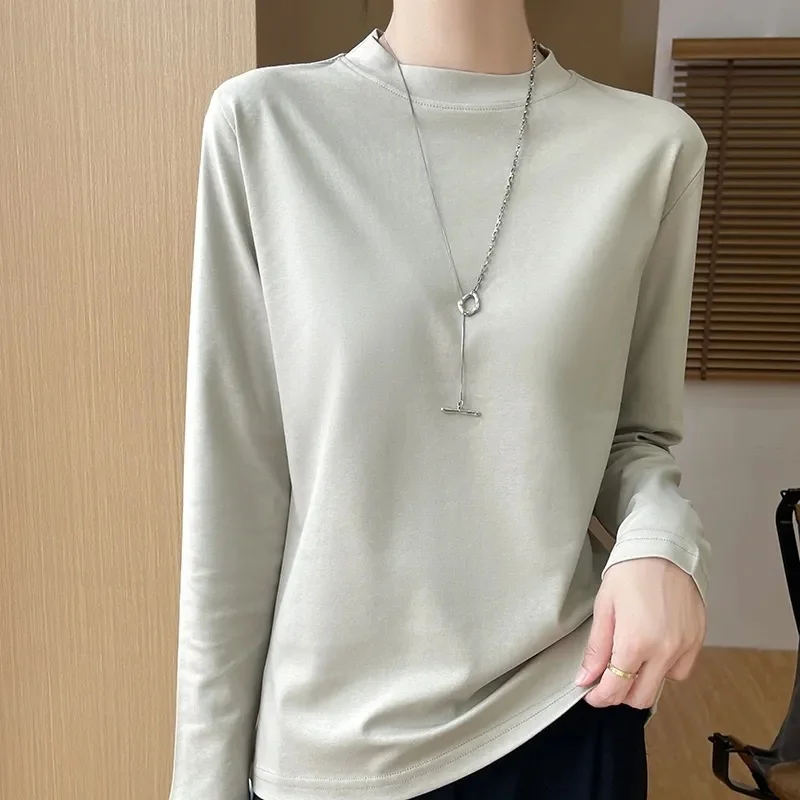 Spring and Autumn Half High Collar Cotton Long Sleeve T-shirt for Women 2026 New Style Interior Bottom Top Loose Hoodie w2171
Spring and Autumn Half High Collar Cotton Long Sleeve T-shirt for Women 2026 New Style Interior Bottom Top Loose Hoodie w2171