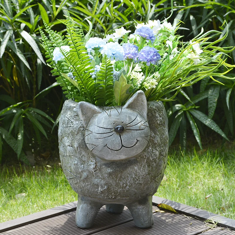 European Grey Resin Cat Standing Planter For Artificial Flowers Or Real Planting Outdoor Garden Decoration Cute Animal Pots Vase
European Grey Resin Cat Standing Planter For Artificial Flowers Or Real Planting Outdoor Garden Decoration Cute Animal Pots Vase