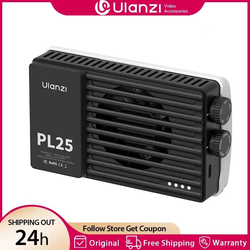 Ulanzi PL25 25W Mini Pocket Video Light CRI96+ 2700-6500K Full Light with Cooling Fan for outdoor Photography Lighting Vlog Live
Ulanzi PL25 25W Mini Pocket Video Light CRI96+ 2700-6500K Full Light with Cooling Fan for outdoor Photography Lighting Vlog Live
