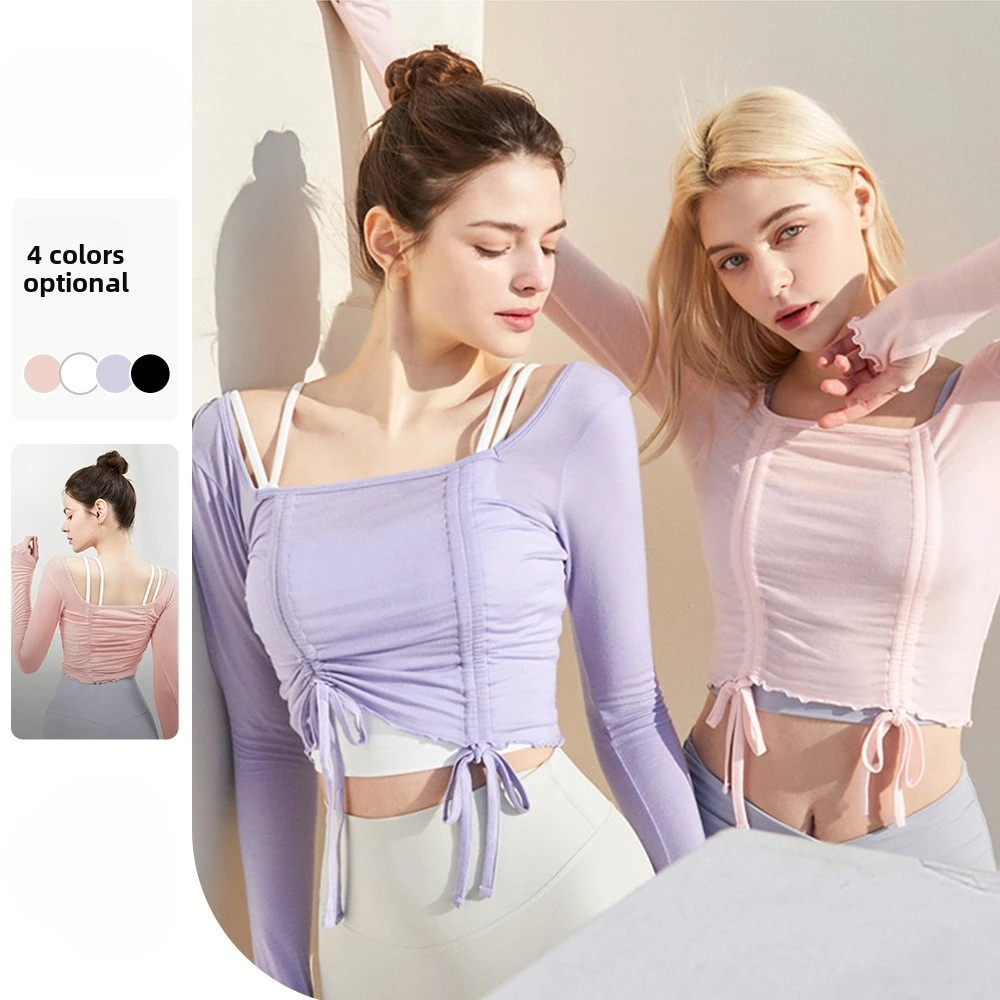 2025 New Women's New Drawstring Pleated Square Collar Long Sleeve Sports T - shirt Ideal For Yoga Running Outdoor Breathable
2025 New Women's New Drawstring Pleated Square Collar Long Sleeve Sports T - shirt Ideal For Yoga Running Outdoor Breathable