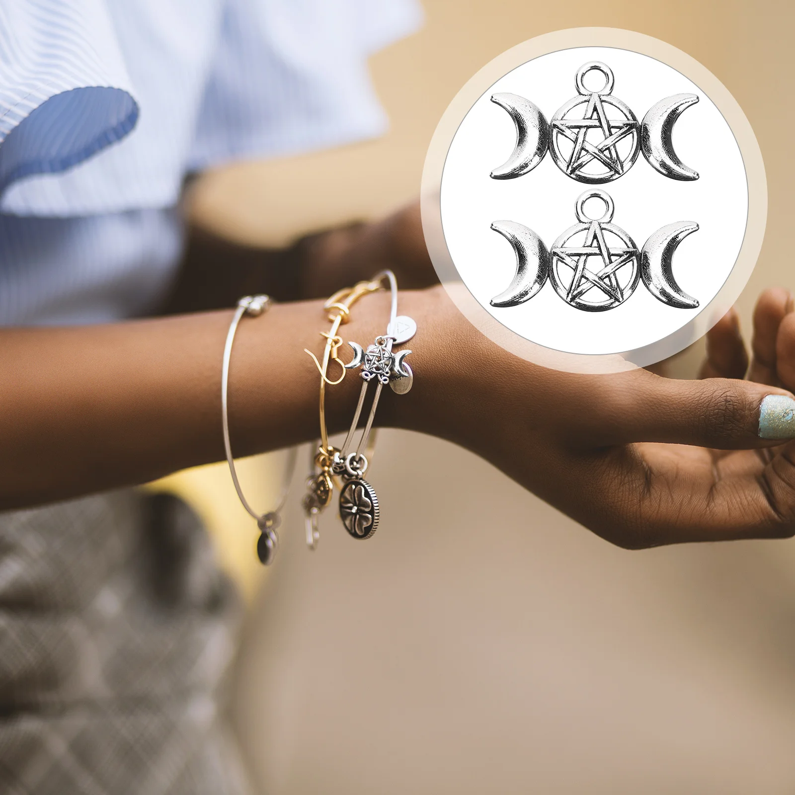 80 Pcs Necklace Moon DIY Accessories Gothic Charms Pentagram Witchy for Bracelet Making Earrings Silver Jewelry
80 Pcs Necklace Moon DIY Accessories Gothic Charms Pentagram Witchy for Bracelet Making Earrings Silver Jewelry