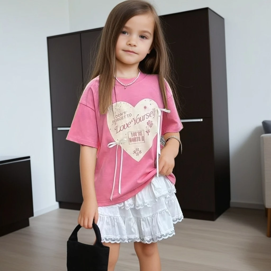 Girls Outfit Set 2025 Summer Cute Bow Print T-Shirt Lace Tiered Skirt 2-Piece Casual Teen Kids Clothes Short Sleeve Costumes 8 Y
Girls Outfit Set 2025 Summer Cute Bow Print T-Shirt Lace Tiered Skirt 2-Piece Casual Teen Kids Clothes Short Sleeve Costumes 8 Y
