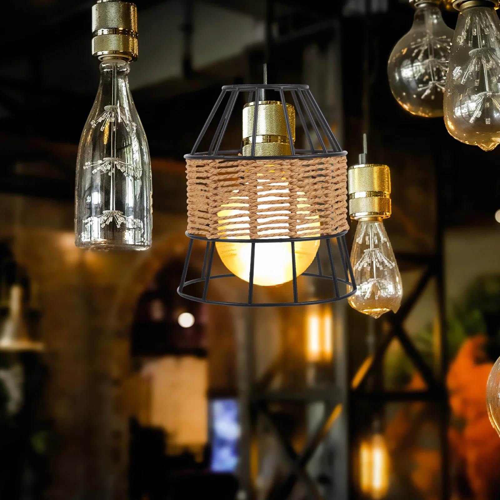 Retro Iron Lamp Shade: Braided Paper Rope Pendant Light Cover E27 Socket For Ceiling Floor Table Lamp Woven Cage Decorative
Retro Iron Lamp Shade: Braided Paper Rope Pendant Light Cover E27 Socket For Ceiling Floor Table Lamp Woven Cage Decorative