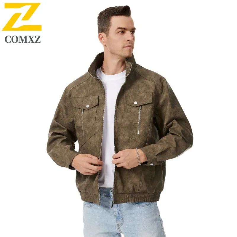 COMXZ Мужская кожаная куртка в стиле ретро Премиум с лацканами для путешествий на открытом воздухе, мотоциклетное пальто в американском стиле, модная легкая осенняя одежда
COMXZ Мужская кожаная куртка в стиле ретро Премиум с лацканами для путешествий на открытом воздухе, мотоциклетное пальто в американском стиле, модная легкая осенняя одежда