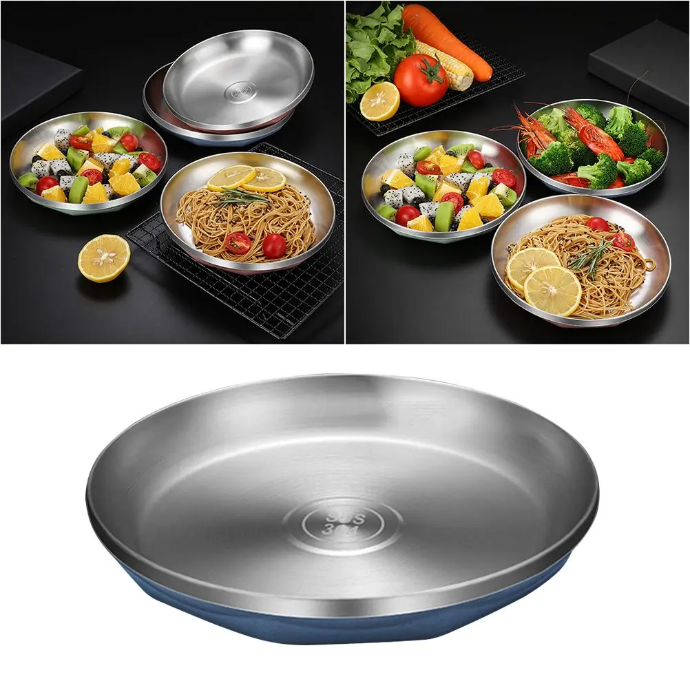 Stainless Steel Plate Round Heat Resistant Anti Scalding BBQ Food Plates Dishes Dinnerware Kitchen Restaurant Use Easy Clean
Stainless Steel Plate Round Heat Resistant Anti Scalding BBQ Food Plates Dishes Dinnerware Kitchen Restaurant Use Easy Clean