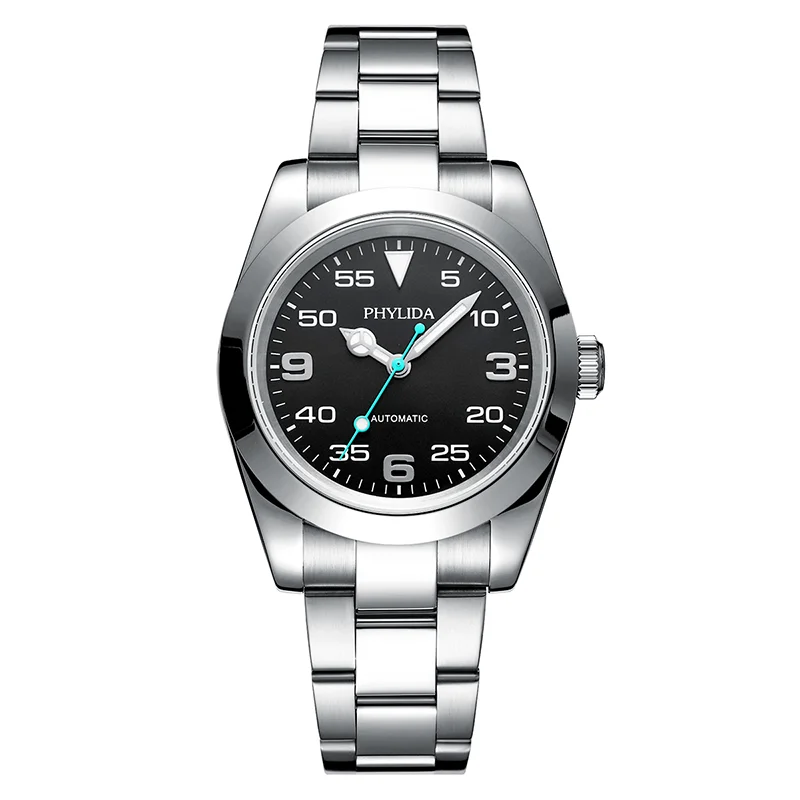 39mm Automatic Mechanical Luxury Pilot Watch Black Dial 100M Water Resistant 3 Hands No Date
39mm Automatic Mechanical Luxury Pilot Watch Black Dial 100M Water Resistant 3 Hands No Date