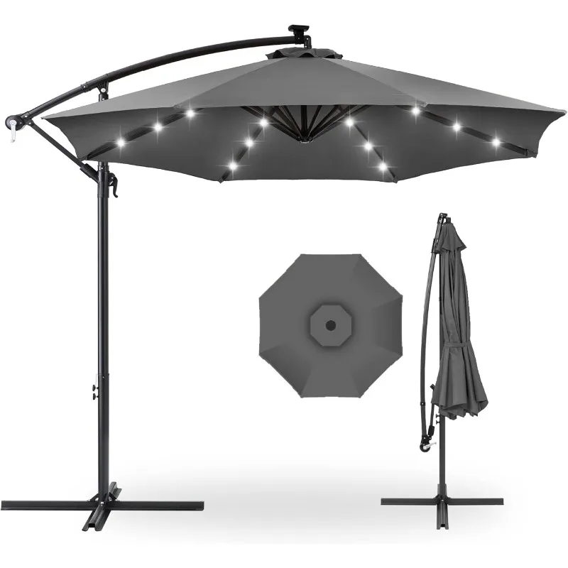 Best Choice Products 10ft Solar LED Offset Hanging Market Patio Umbrella for Backyard, Poolside, Lawn 8 Ribs - Gray
Best Choice Products 10ft Solar LED Offset Hanging Market Patio Umbrella for Backyard, Poolside, Lawn 8 Ribs - Gray