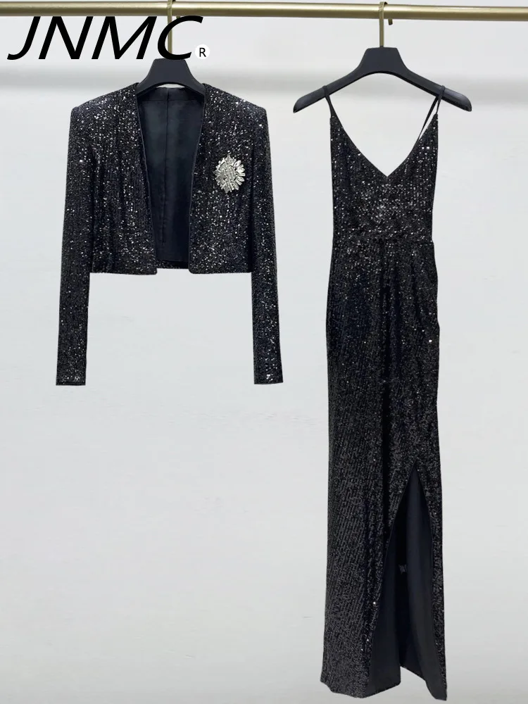JNMC Fashion Temperament Sequined Top Cardigan Jacket Camisole Dress Set For Women 2024 Spring And Summer New Collection
JNMC Fashion Temperament Sequined Top Cardigan Jacket Camisole Dress Set For Women 2024 Spring And Summer New Collection