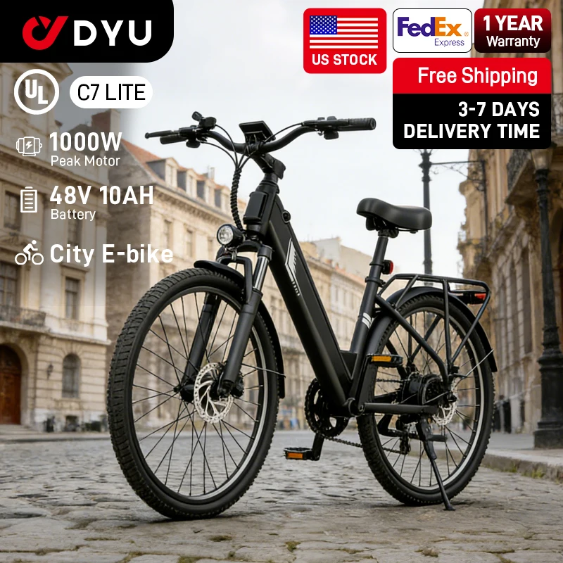 【1 Year Warranty】DYU C7 Adult Electric Bicycle Peak 1000W Motor 480WH Lithium Battery Electric Bike 7-speed city E bike,UL2849
【1 Year Warranty】DYU C7 Adult Electric Bicycle Peak 1000W Motor 480WH Lithium Battery Electric Bike 7-speed city E bike,UL2849