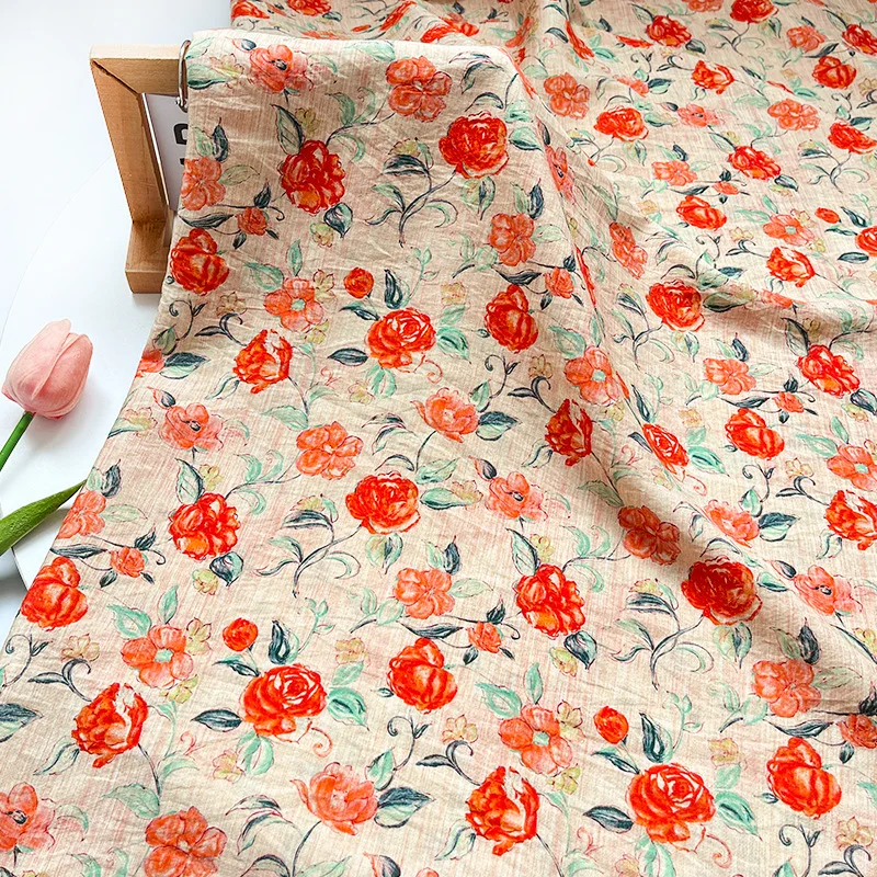Pastoral Rose Print Fabric Cotton Nylon Silk Fabric DIY Baby Clothing Dress Pajamas Fashion Sewing Cloth
Pastoral Rose Print Fabric Cotton Nylon Silk Fabric DIY Baby Clothing Dress Pajamas Fashion Sewing Cloth