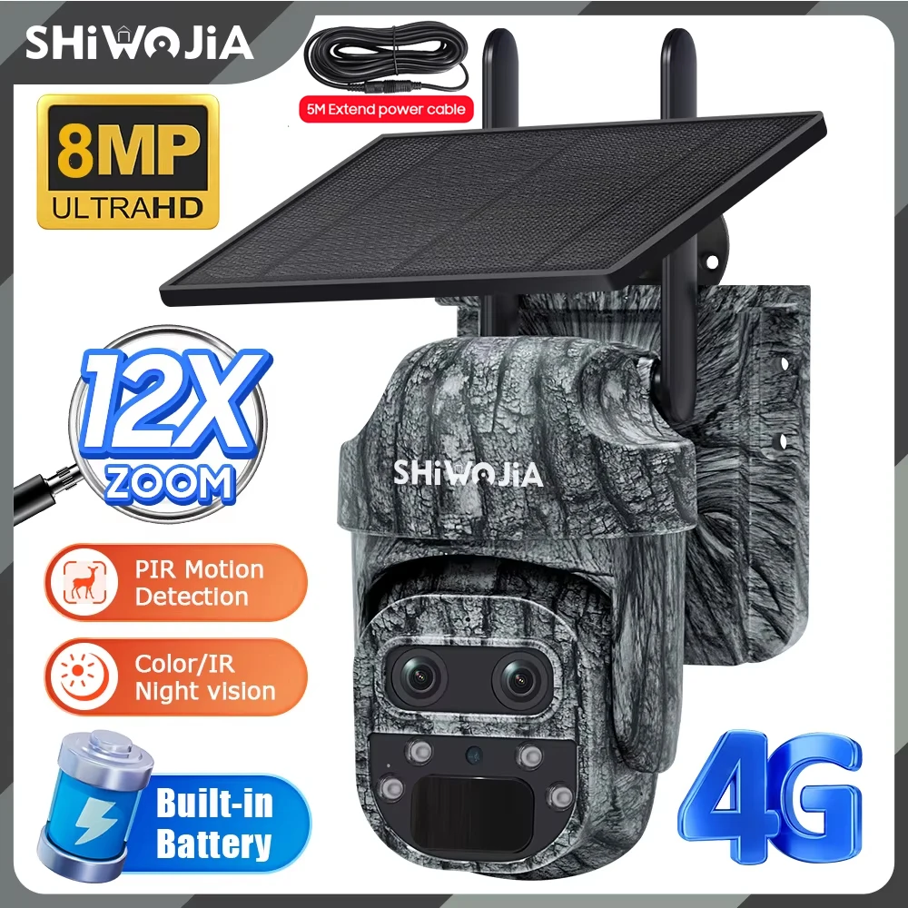 SHIWOJIA 4G SIM Hunting Camera 8MP 4K 5W Solar Panel 7800mAh Battery WIFI Night Vision Wildlife Camera Motion Activated Outdoor
SHIWOJIA 4G SIM Hunting Camera 8MP 4K 5W Solar Panel 7800mAh Battery WIFI Night Vision Wildlife Camera Motion Activated Outdoor