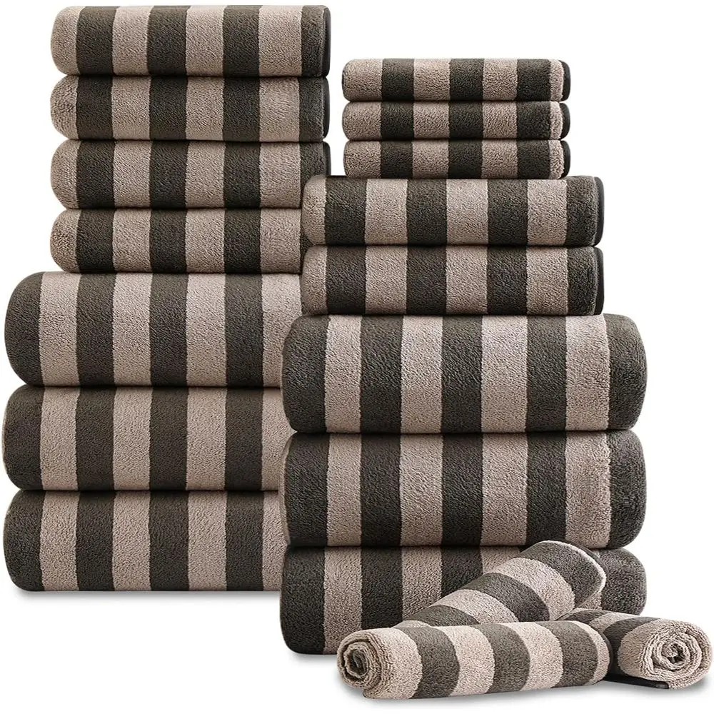 Brown Cabana Stripe Family Towel Set - 6 Bath Sheets, 6 Hand Towels, 6 Washcloths - Ultra Soft, Highly Absorbent, Quick Drying f
Brown Cabana Stripe Family Towel Set - 6 Bath Sheets, 6 Hand Towels, 6 Washcloths - Ultra Soft, Highly Absorbent, Quick Drying f