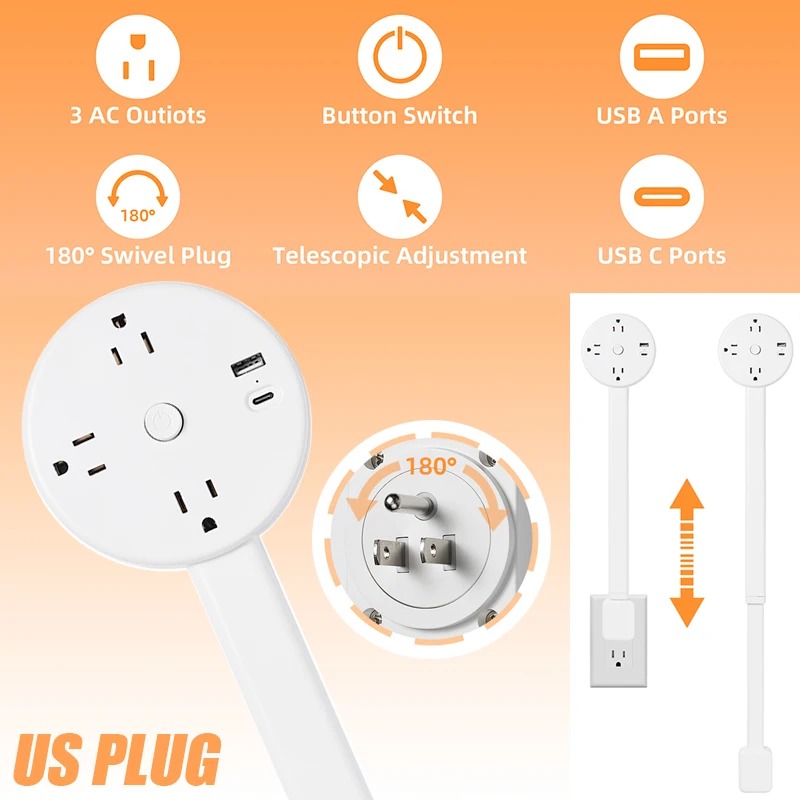 360° Rotating US Plug Household Scalable/Rotating Power Board Electrical Outlet Extender Circular Socket For Sofa, Bedside Table
360° Rotating US Plug Household Scalable/Rotating Power Board Electrical Outlet Extender Circular Socket For Sofa, Bedside Table