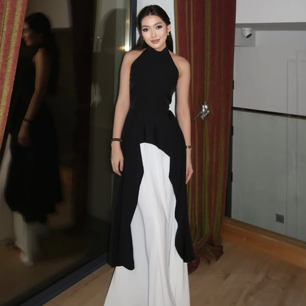 Customized Simple Black O-neck Jersey Evening Dress Sleeveless Contrast Color A-line Prom Dress Ankle Length Party Gown
Customized Simple Black O-neck Jersey Evening Dress Sleeveless Contrast Color A-line Prom Dress Ankle Length Party Gown