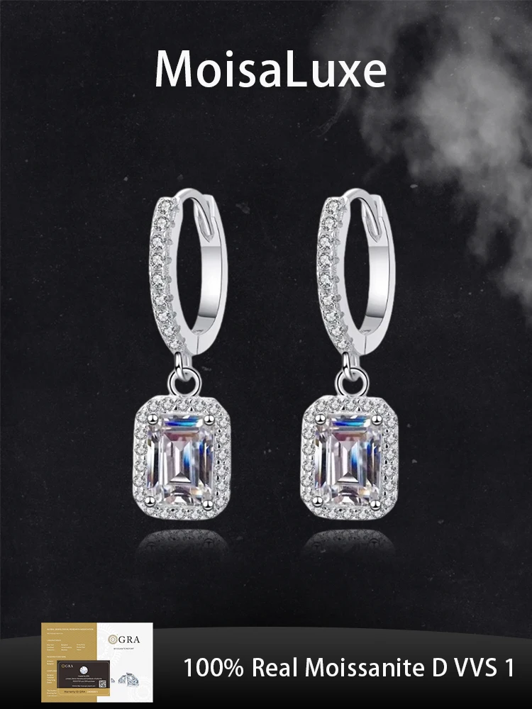 MoisaLuxe Official Store GRA Moissanite Plata Emerald-cut Moissanite 925 Fashion Jewelry Silver Ear Ring for Women To Wear
MoisaLuxe Official Store GRA Moissanite Plata Emerald-cut Moissanite 925 Fashion Jewelry Silver Ear Ring for Women To Wear