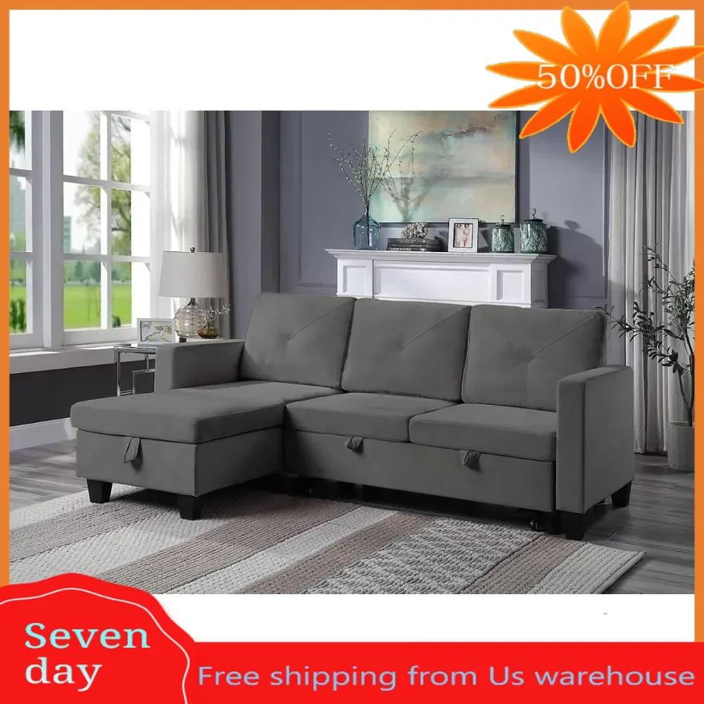 Dark Gray Convertible Sofa Bed Velvet Upholstered Reversible Corner 3 Person Couch Living Room Sofa Set Furniture Apartment Home
Dark Gray Convertible Sofa Bed Velvet Upholstered Reversible Corner 3 Person Couch Living Room Sofa Set Furniture Apartment Home