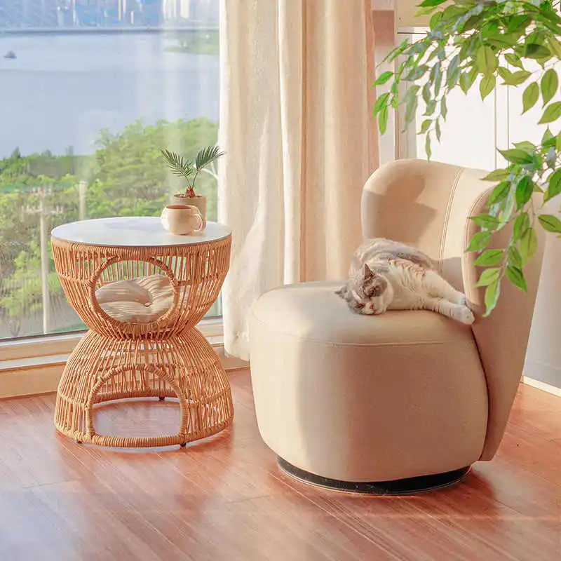 Japanese Style Living Room Sofa Corner Side Table Balcony Double Cat Litter Day Cat Shared Rope Weaving Small Coffee Table
Japanese Style Living Room Sofa Corner Side Table Balcony Double Cat Litter Day Cat Shared Rope Weaving Small Coffee Table