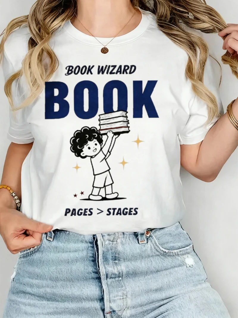 New Women's Loose Short-sleeved White T-shirt Book Magic Pattern Print Text Vacation Casual Wear Fashionable Women's Dress
New Women's Loose Short-sleeved White T-shirt Book Magic Pattern Print Text Vacation Casual Wear Fashionable Women's Dress