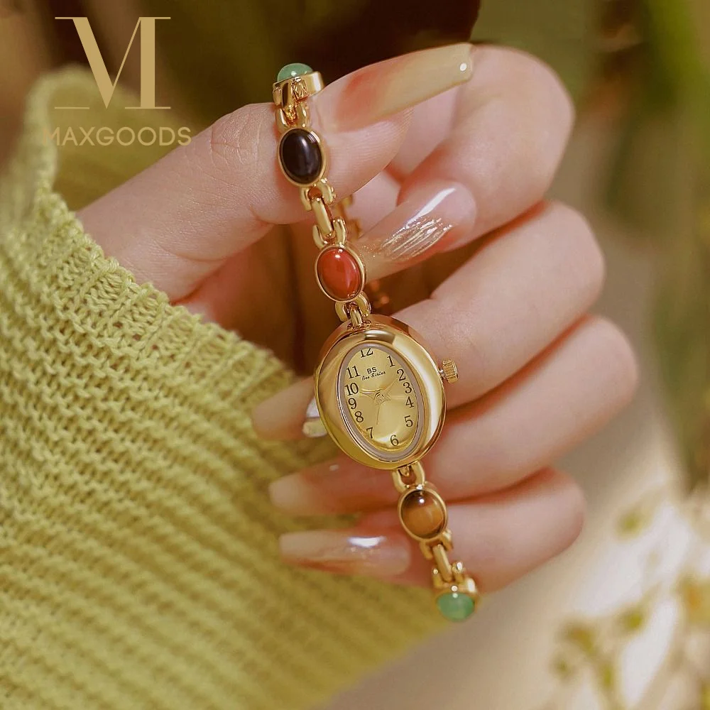 Vintage Colored Gemstones Ladies Watch Elegant Luxury Quartz Watch Gift Oval Dial Bracelet Watch
Vintage Colored Gemstones Ladies Watch Elegant Luxury Quartz Watch Gift Oval Dial Bracelet Watch