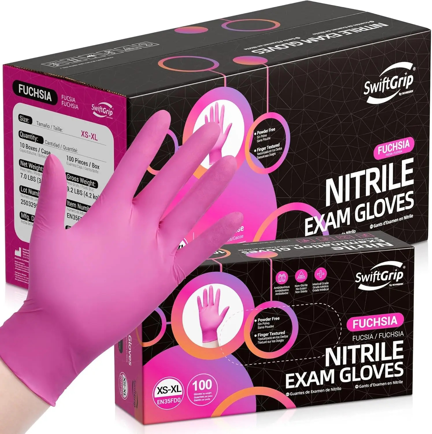 Powder-Free Nitrile Gloves, 3-mil Thick, Disposable Latex-Free in Pink/Fuchsia for Safety and Hygiene
Powder-Free Nitrile Gloves, 3-mil Thick, Disposable Latex-Free in Pink/Fuchsia for Safety and Hygiene