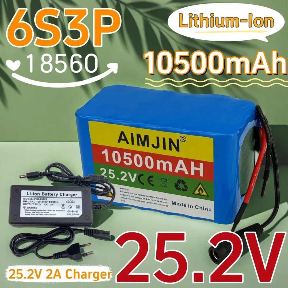 24V 10500mAh 18650 6S3P Li-ion Battery Pack Built-in BMS Suitable for Electric Bikes etc + 25.2V 2A Charger
24V 10500mAh 18650 6S3P Li-ion Battery Pack Built-in BMS Suitable for Electric Bikes etc + 25.2V 2A Charger