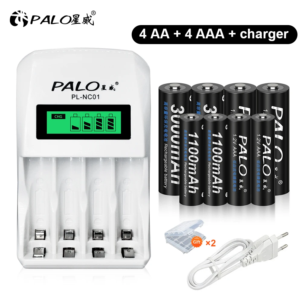 PALO 1.2V AA NI-MH Battery AA Rechargeable Battery 3000mAh + AAA Rechargeable Battery AAA NIMH Batteries+ AA AAA Battery Charger
PALO 1.2V AA NI-MH Battery AA Rechargeable Battery 3000mAh + AAA Rechargeable Battery AAA NIMH Batteries+ AA AAA Battery Charger
