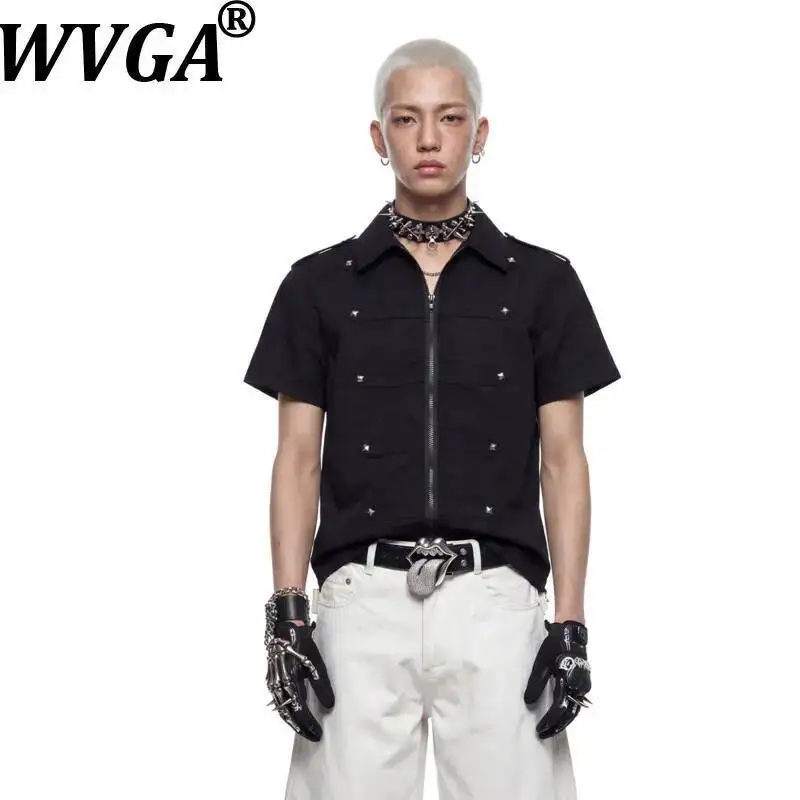 WVGA Summer New Men's Personalized Rivet Design Three-Dimensional Trendy Washed Short-Sleeve Shirt Niche Chic Casual Tops W24154
WVGA Summer New Men's Personalized Rivet Design Three-Dimensional Trendy Washed Short-Sleeve Shirt Niche Chic Casual Tops W24154