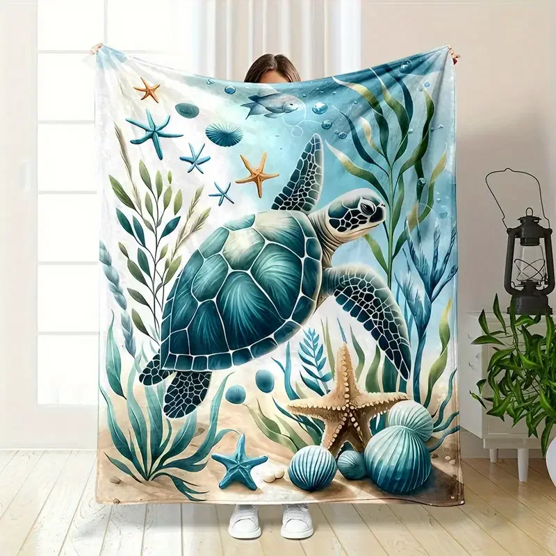 Swimming turtle, fish and coral reef design flannel blanket - warm, great for bed, travel, sofa, camping and decoration,
Swimming turtle, fish and coral reef design flannel blanket - warm, great for bed, travel, sofa, camping and decoration,