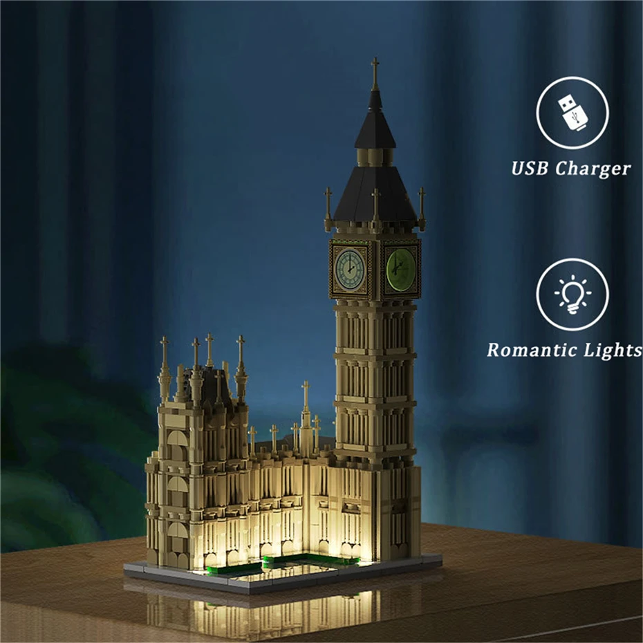 815pcs London Big Ben Building Blocks With Romantic LED Lights And Turnable Clocks World's Famous Architecture Model Kids Gifts
815pcs London Big Ben Building Blocks With Romantic LED Lights And Turnable Clocks World's Famous Architecture Model Kids Gifts
