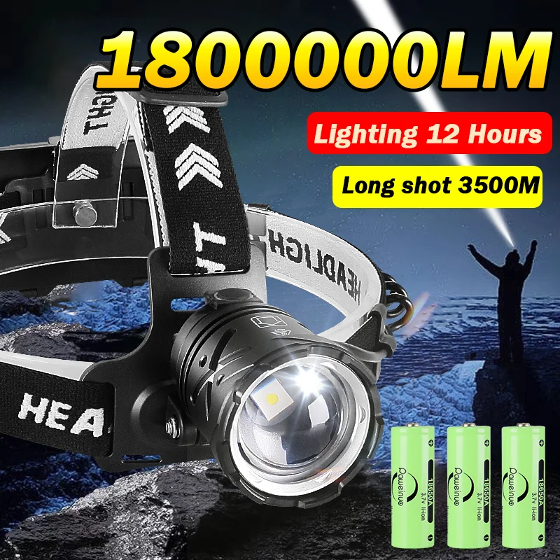 Новый 1800000LM самый мощный налобный фонарь 18650, перезаряжаемый ультра яркий светодиодный фонарь, профессиональный налобный фонарь для рыбалки и кемпинга
Новый 1800000LM самый мощный налобный фонарь 18650, перезаряжаемый ультра яркий светодиодный фонарь, профессиональный налобный фонарь для рыбалки и кемпинга