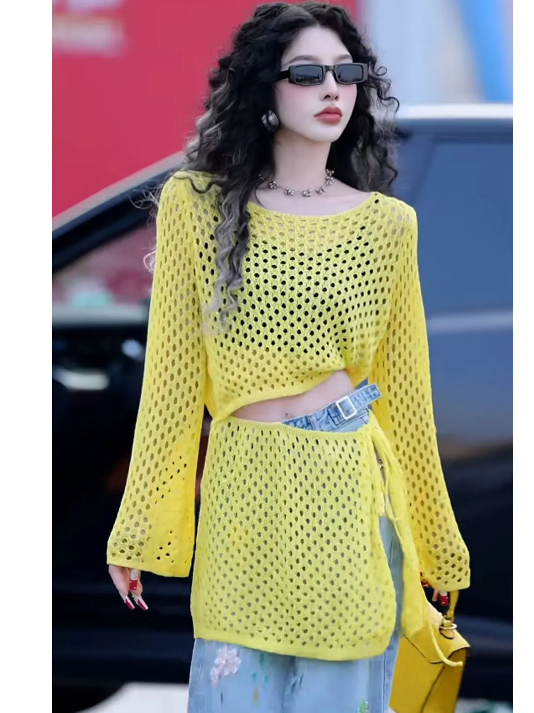 Korean Style Yellow Hollow out Knitted Top Women's Loose Fit UV Protection Summer New Arrival Fashion Casual Long Sleeve Shirt
Korean Style Yellow Hollow out Knitted Top Women's Loose Fit UV Protection Summer New Arrival Fashion Casual Long Sleeve Shirt